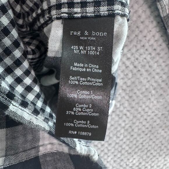 Rag & Bone Shirt Mens M Black White Cotton Checked Gingham Button Front LS - Picture 15 of 16